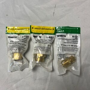 Bundle Watts A-660 A-680 A-124 Brass Adapter Compression X MIP Union Swivel Hose